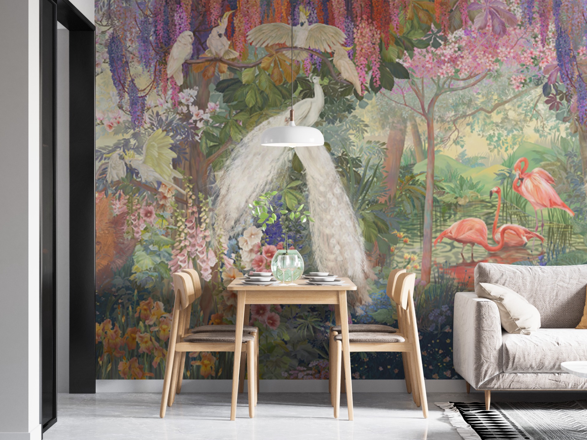 Floral Symphony Peacock Prestige Wall Mural